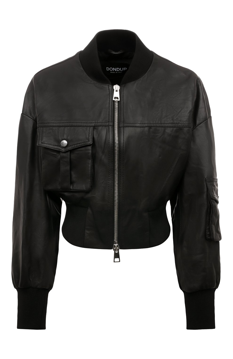 Кожаный бомбер DONDUP черного цвета по цене 89950 руб., арт. DJ609/PL0511D XXX, фото 1 Кожаный бомбер DONDUP, арт. DJ609/PL0511D XXX, фото 1