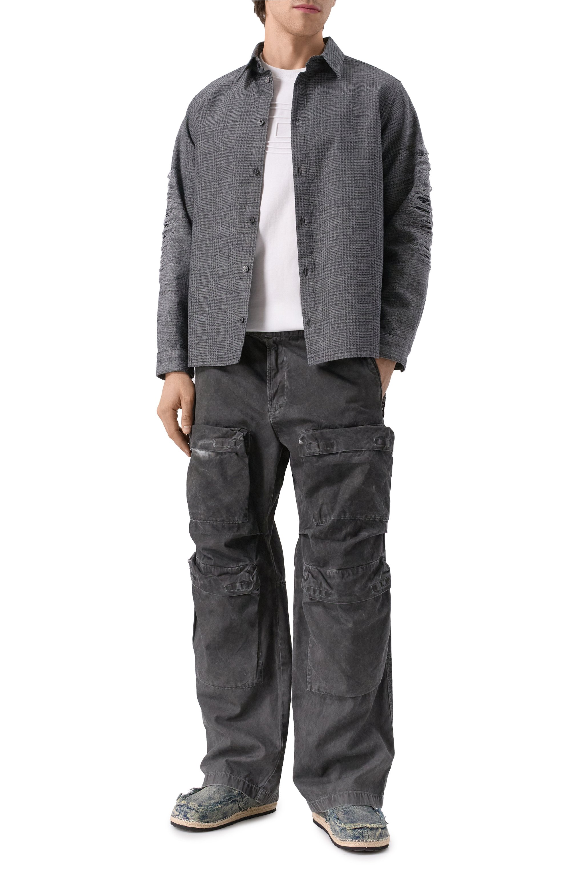 Рубашка из хлопка и вискозы DIESEL темно-серого цвета по цене 87550 руб., арт. A18967/0DEBQ, фото 2 Рубашка из хлопка и вискозы DIESEL, арт. A18967/0DEBQ, фото 2