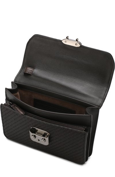 Кожаная борсетка с отделкой из кожи крокодила ZEGNA, арт. C1327E-PC0/AMIS, фото 4