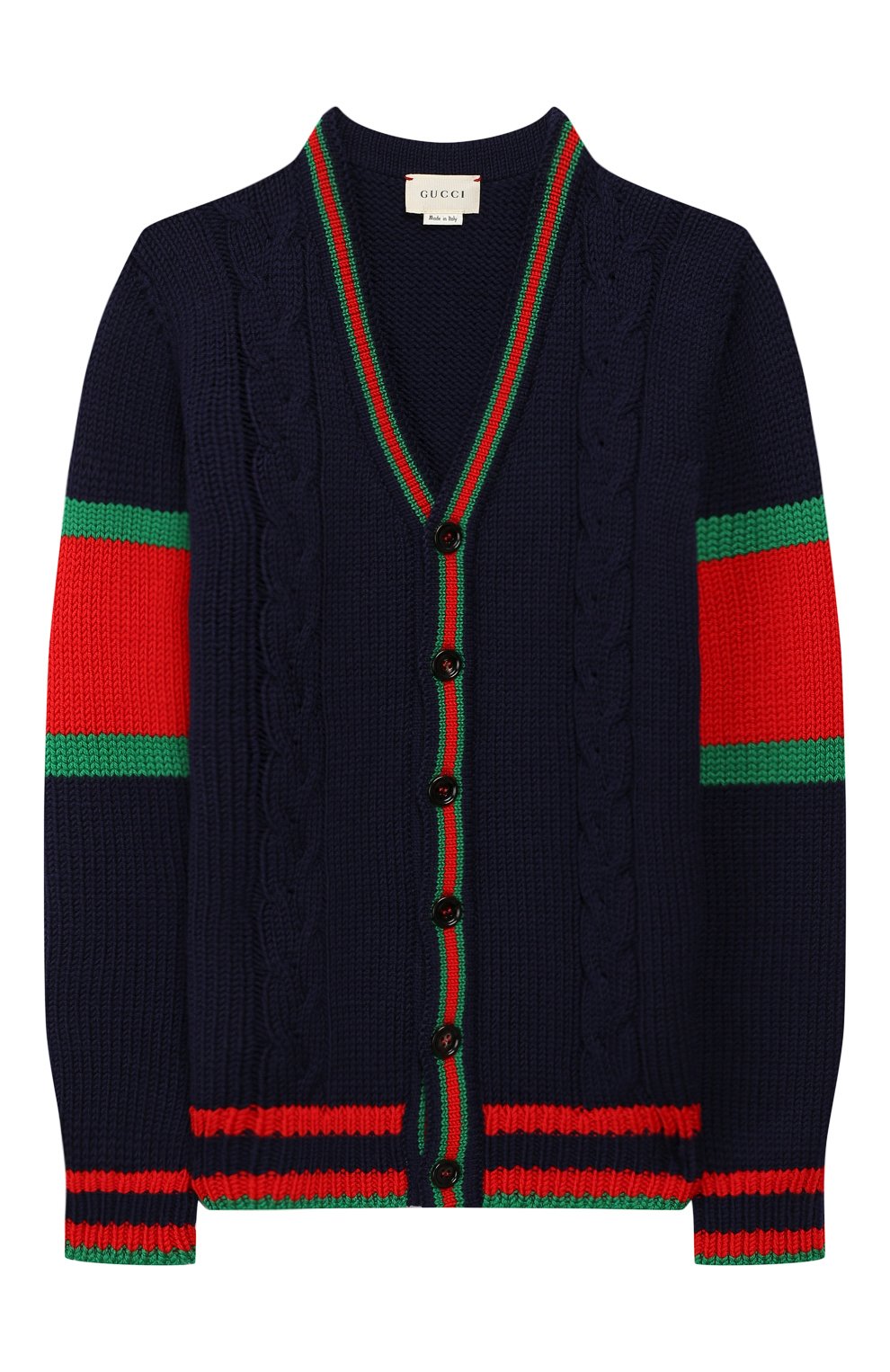 Шерстяной кардиган GUCCI синего цвета по цене 45600 руб., арт. 512524/X1577, фото 1 Шерстяной кардиган GUCCI, арт. 512524/X1577, фото 1