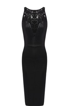 Приталенное кожаное платье с декоративной вставкой JITROIS, арт. DRESS L0LA BR0DEE AGNEAU STRETCH, фото 1