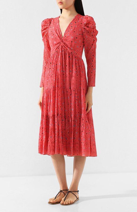 Платье из смеси хлопка и вискозы Ulla Johnson Красный, фото 3