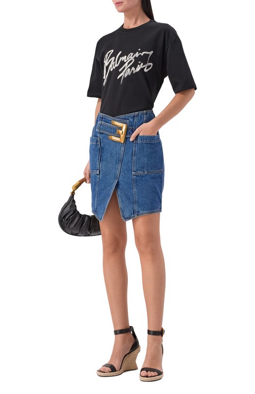 Джинсовая юбка Balmain GF1LBB28/DG08 Синий  GF1LBB28/DG08 Фото 2