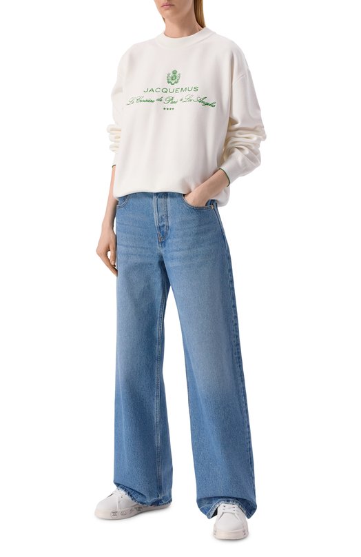 Свитшот из хлопка и вискозы Jacquemus 25E251KN619/2427 Белый  25E251KN619/2427 Фото 2