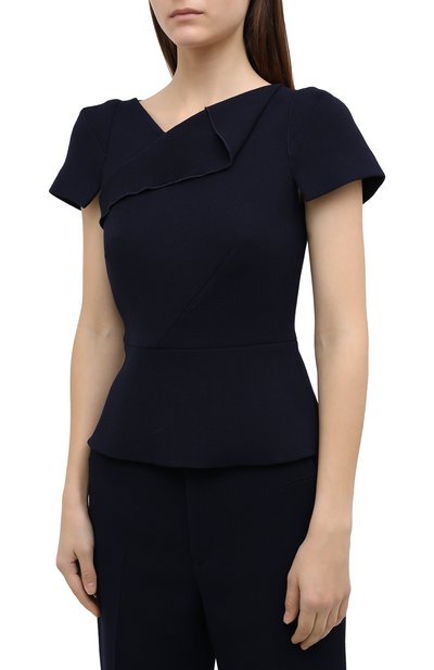 Шерстяной топ ROLAND MOURET синего цвета по цене 69800 руб., арт. PW20/S0968/F4044, фото 3 Шерстяной топ ROLAND MOURET, арт. PW20/S0968/F4044, фото 3