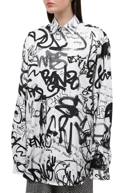 Хлопковая рубашка VETEMENTS черно-белого цвета по цене 68100 руб., арт. UE51SH900B 1008/W, фото 3 Хлопковая рубашка VETEMENTS, арт. UE51SH900B 1008/W, фото 3
