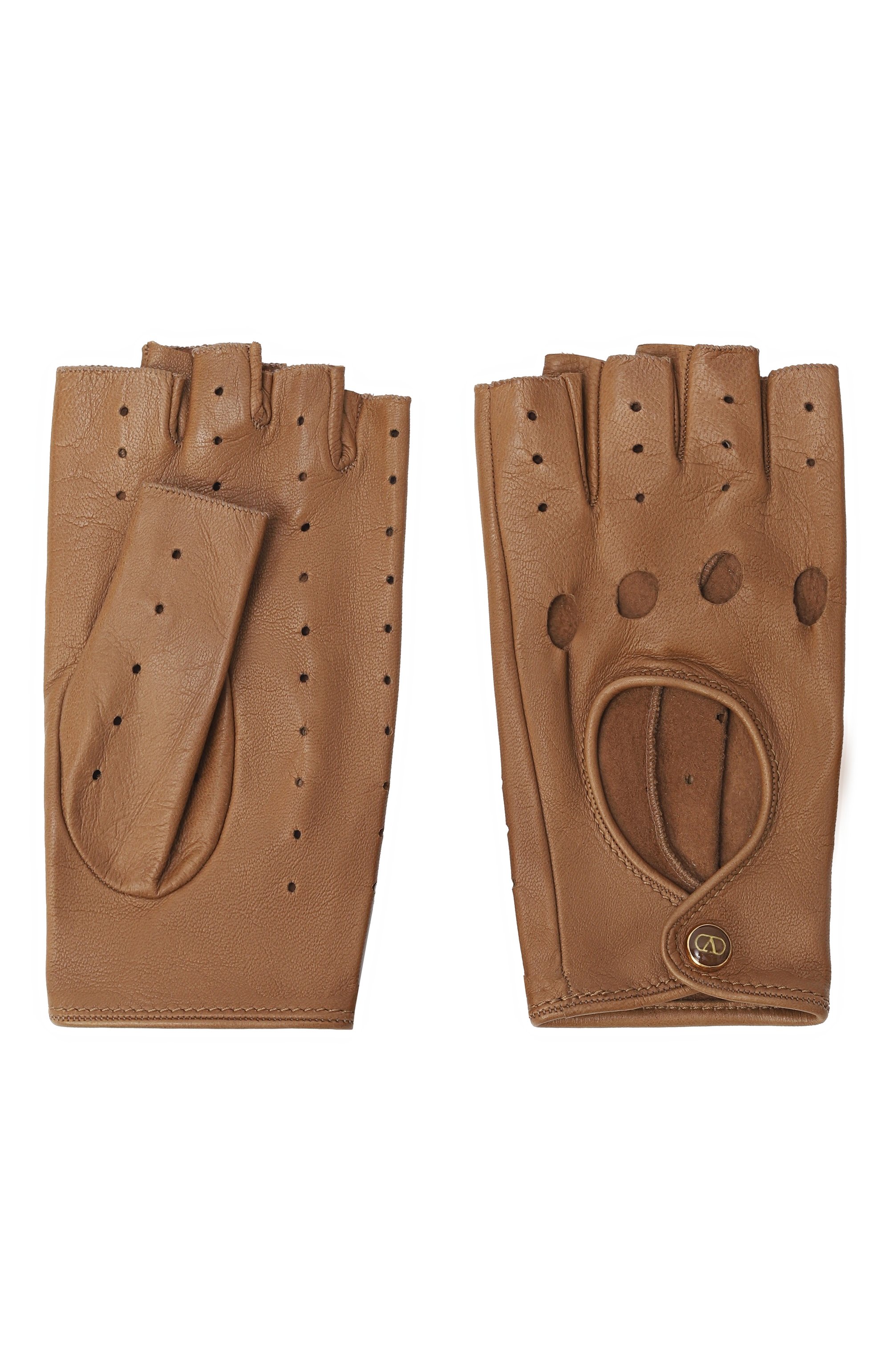 Кожаные митенки VALENTINO светло-коричневого цвета по цене 77900 руб., арт. 6W2GD00B/UTV, фото 2 Кожаные митенки VALENTINO, арт. 6W2GD00B/UTV, фото 2