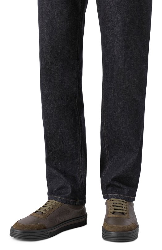 Кожаные кеды Stefano Ricci UV23G6666/SDPVDV Хаки  UV23G6666/SDPVDV Фото 3