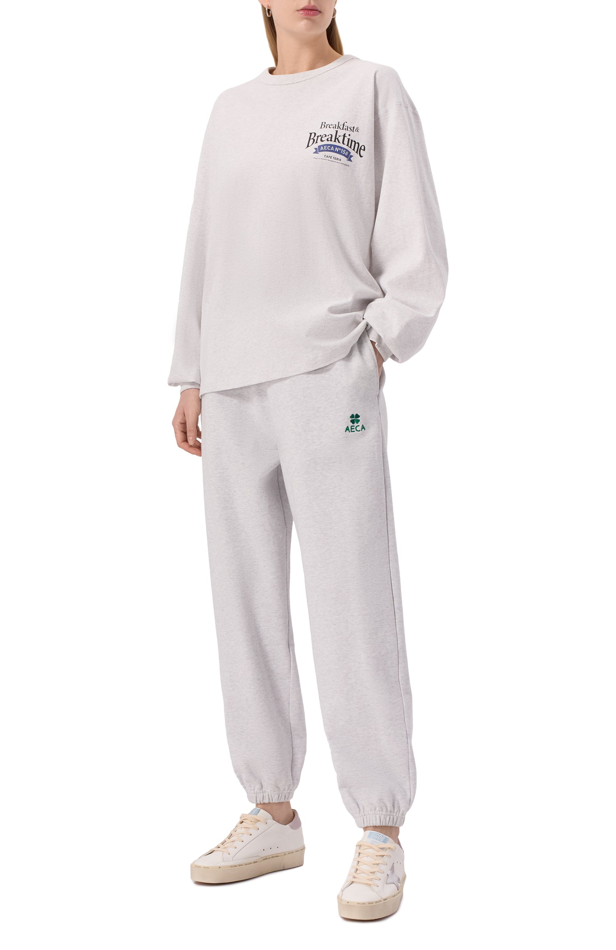 Хлопковый свитшот AECA WHITE, арт. AWCMSSBBTTLST001A2.LIGHT GREY (XL), фото 2