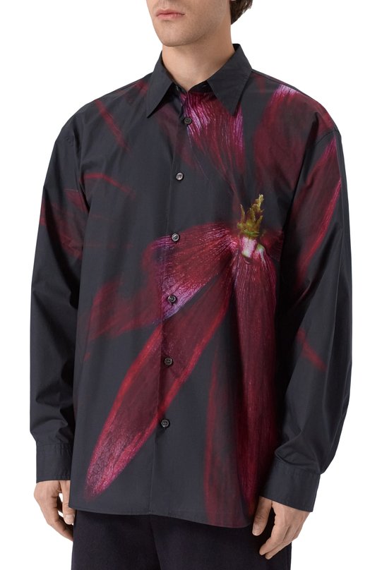 Хлопковая рубашка Dries Van Noten 020732-2007-900 Серый  020732-2007-900 Фото 3