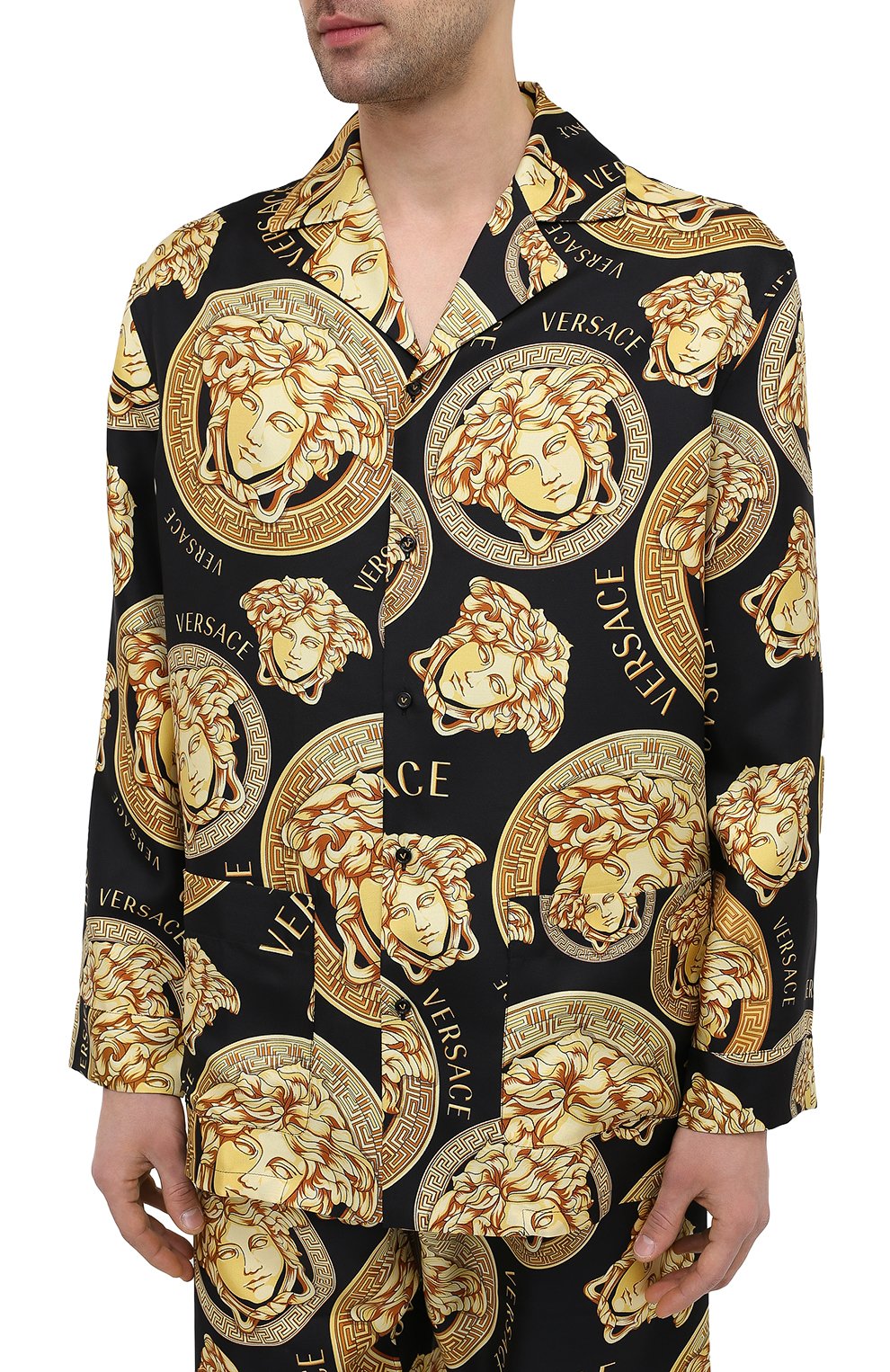 Шелковая сорочка VERSACE золотого цвета по цене 163000 руб., арт. AUU05060/1F00596, фото 3 Шелковая сорочка VERSACE, арт. AUU05060/1F00596, фото 3