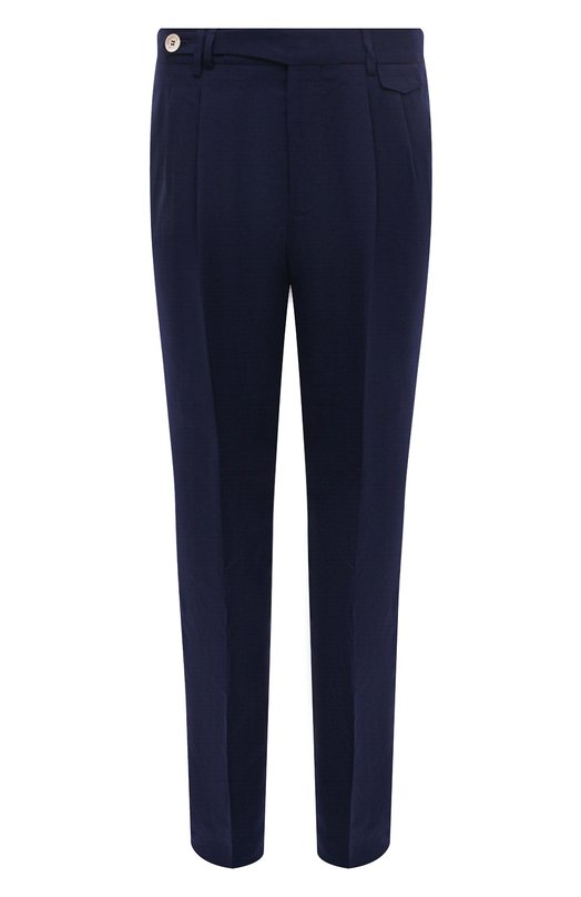 Брюки изо льна и шерсти Brunello Cucinelli MW494E1920 Синий MW494E1920