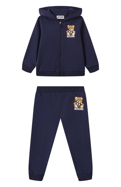 Комплект из толстовки и брюк MOSCHINO темно-синего цвета по цене 19750 руб., арт. MMK04R/LCA19, фото 1 Комплект из толстовки и брюк MOSCHINO, арт. MMK04R/LCA19, фото 1