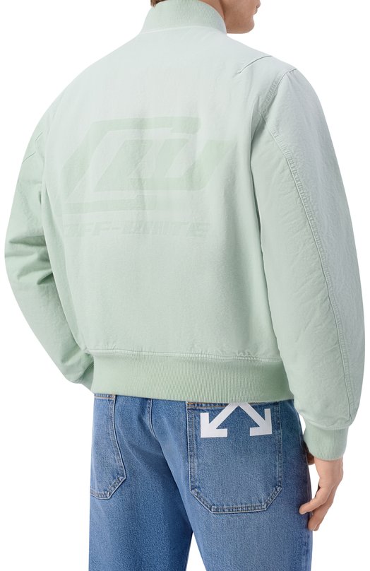 Хлопковый бомбер Off-White 0MEH050S26FAB001 Зелёный  0MEH050S26FAB001 Фото 4