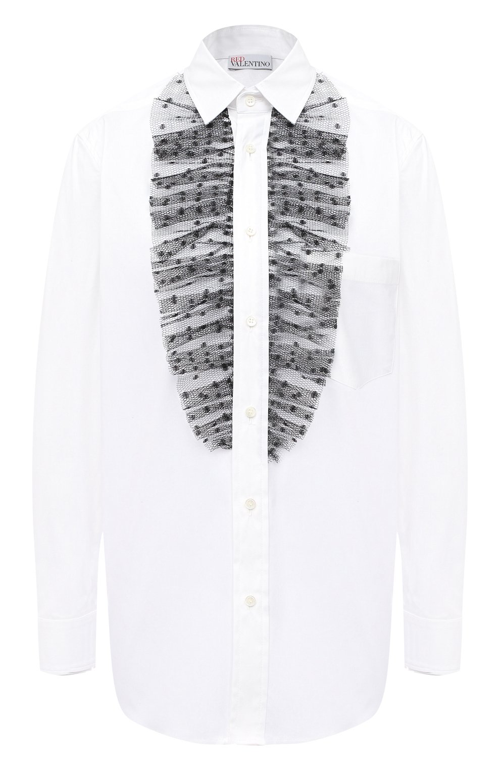 Хлопковая рубашка REDVALENTINO черно-белого цвета по цене 33200 руб., арт. UR3ABD40/50K, фото 1 Хлопковая рубашка REDVALENTINO, арт. UR3ABD40/50K, фото 1