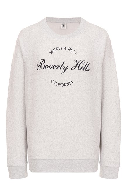 Женский свитшот SPORTY AND RICH серого цвета, арт. ST082626257GY03 | Фото 1 (Автоматизация ТО: Проставлено; Материал внешний: Синтетический материал, Хлопок; Рукава: Длинные; Автоматизация состава: Проставлено; Длина (для топов): Стандартные)