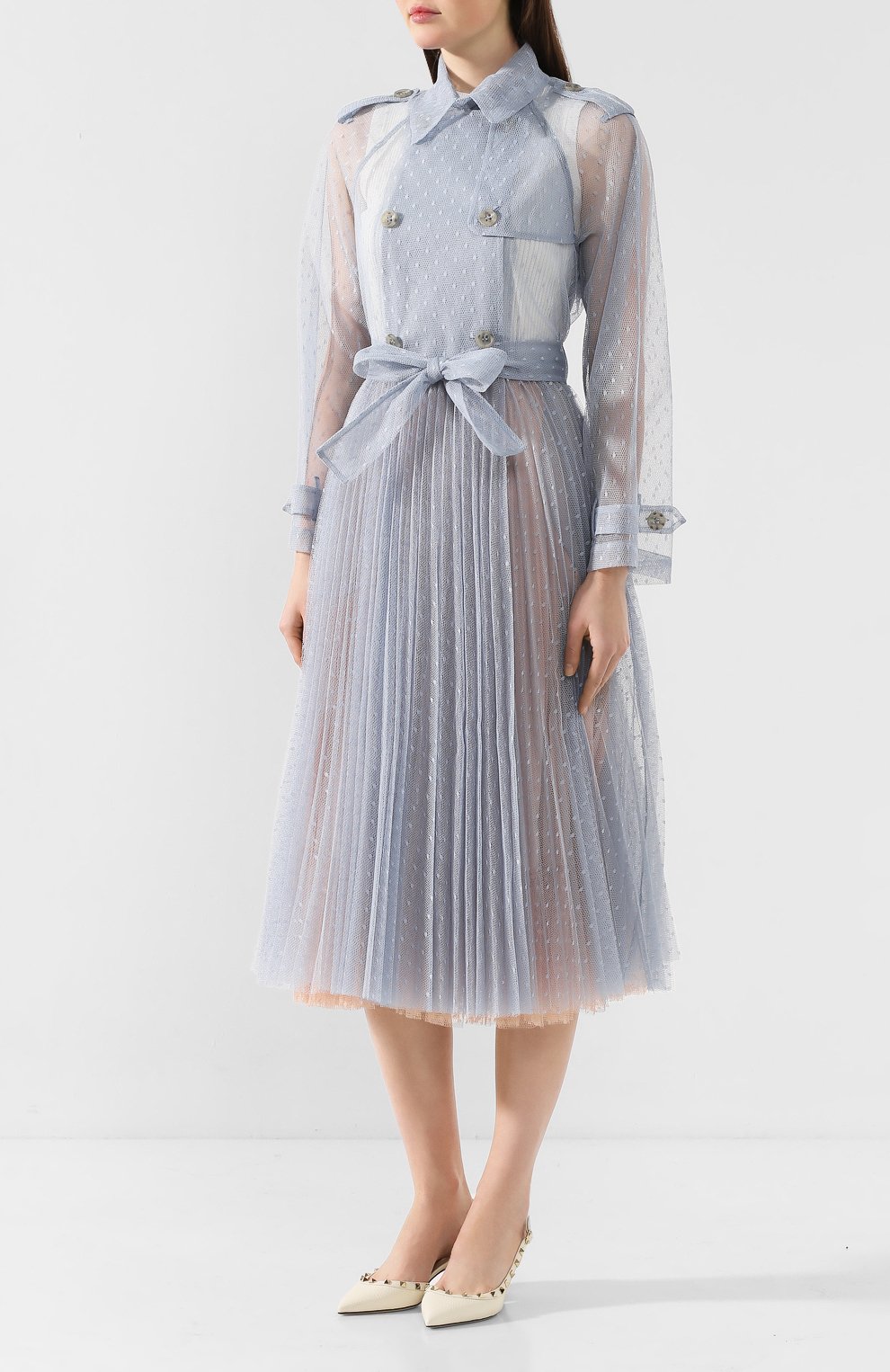 Тренч REDVALENTINO голубого цвета по цене 137500 руб., арт. TR3CHA30/428, фото 3 Тренч REDVALENTINO, арт. TR3CHA30/428, фото 3