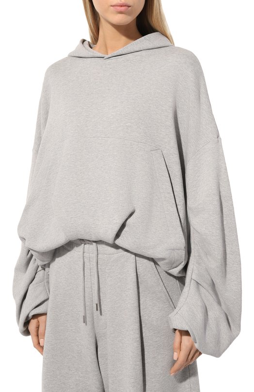 Хлопковое худи Dries Van Noten 242-011155-9610 Серый  242-011155-9610 Фото 3