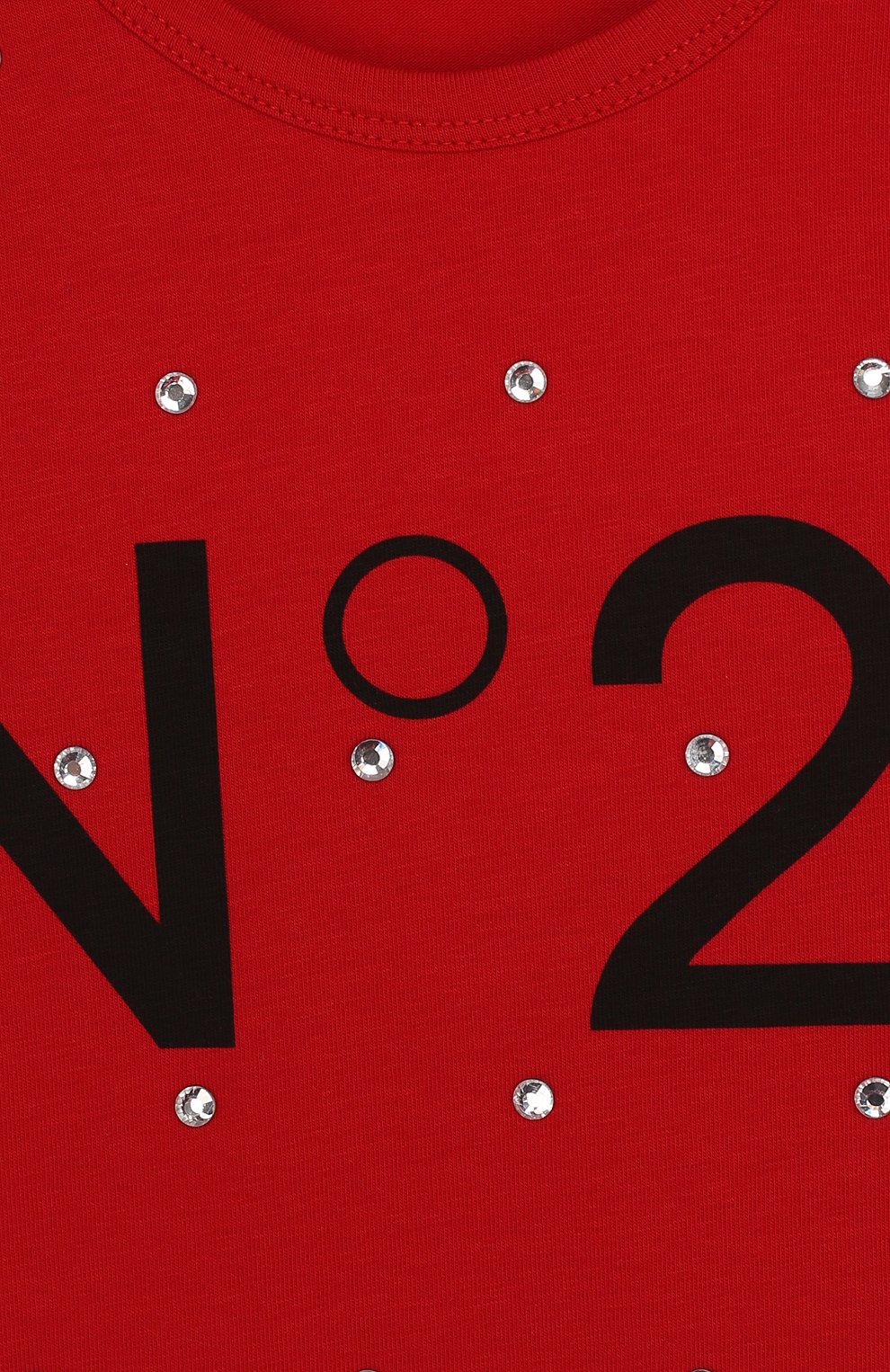 Хлопковая футболка с логотипом бренда и стразами N21, арт. 08 X/K707/5448/26-32, фото 3