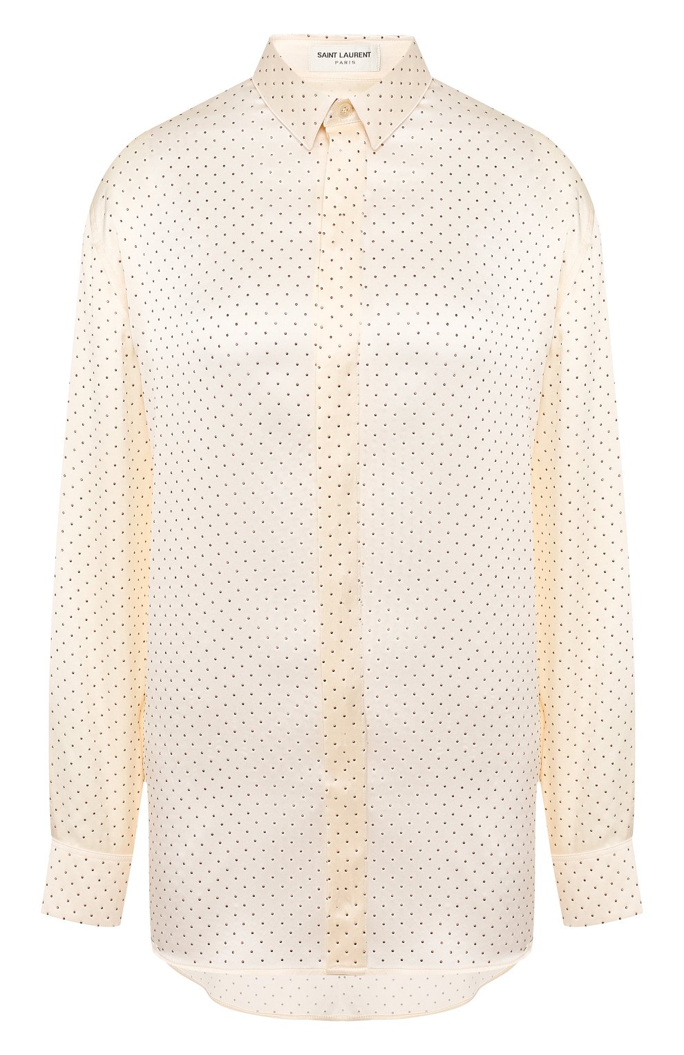 Шелковая рубашка SAINT LAURENT белого цвета по цене 168500 руб., арт. 611900/Y4A13, фото 1 Шелковая рубашка SAINT LAURENT, арт. 611900/Y4A13, фото 1