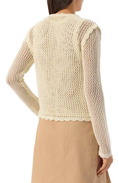 Хлопковый кардиган ELIE SAAB кремового цвета по цене 165000 руб., арт. J0230NBC26/CK024, фото 4 Хлопковый кардиган ELIE SAAB, арт. J0230NBC26/CK024, фото 4