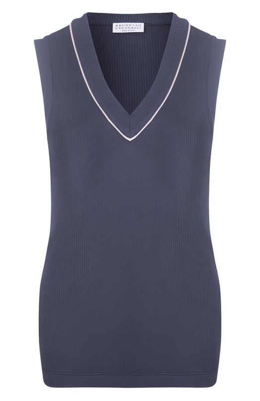 Хлопковый топ Brunello Cucinelli MG902FP312 Синий MG902FP312