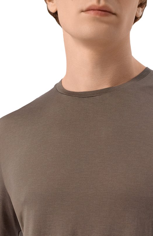 Футболка из шелка и хлопка 12 STOREEZ 137283 Коричневый  137283 Фото 5