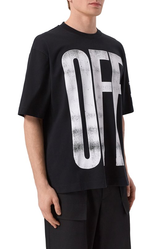Хлопковая футболка Off-White 0MAA120F25JER00L Чёрный  0MAA120F25JER00L Фото 3