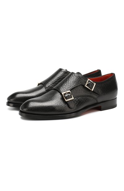 Кожаные монки SANTONI черного цвета по цене 65850 руб., арт. WURV55848BJ4CHKTN01, фото 1 Кожаные монки SANTONI, арт. WURV55848BJ4CHKTN01, фото 1