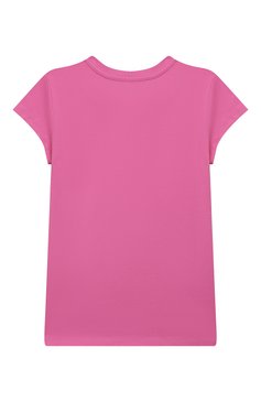 Детская хлопковая футболка MOSCHINO фуксия цвета, арт. HDM055/LBA11/10A-14A | Фото 2 (Драгоценные камни: Проставлено; Рукава: Короткие; Материал сплава: Проставлено; Материал внешний: Хлопок; Девочки Кросс-КТ: футболка-одежда)