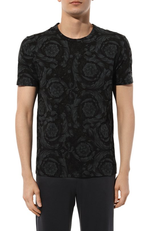 Хлопковая футболка Versace 1000959/1A00515 Серый  1000959/1A00515 Фото 3