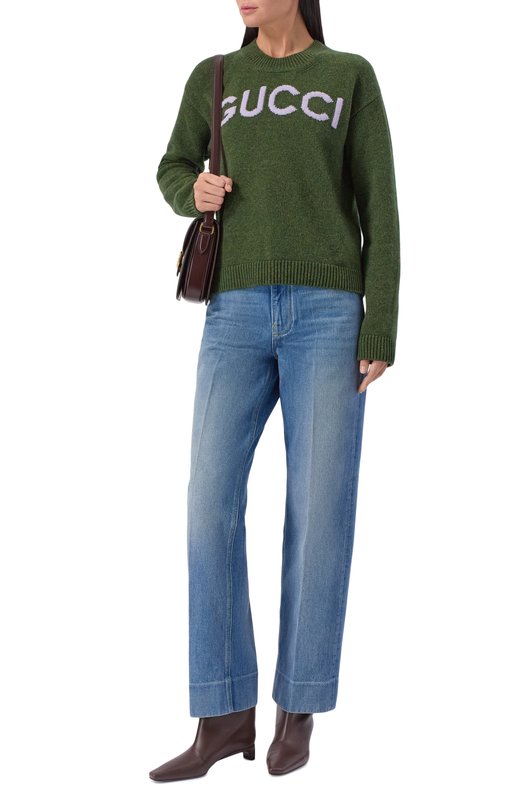 Шерстяной свитер Gucci 770072/XKEBC Зелёный  770072/XKEBC Фото 2