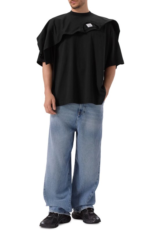 Хлопковая футболка VETEMENTS UH76TR400B/1000 LIGHT JERSEY Чёрный  UH76TR400B/1000 LIGHT JERSEY Фото 2