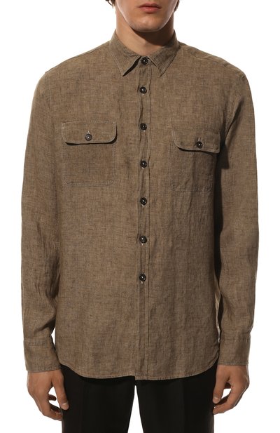 Льняная рубашка ALESSANDRO GHERARDI коричневого цвета по цене 24050 руб., арт. NEW JACKET/6869, фото 3 Льняная рубашка ALESSANDRO GHERARDI, арт. NEW JACKET/6869, фото 3