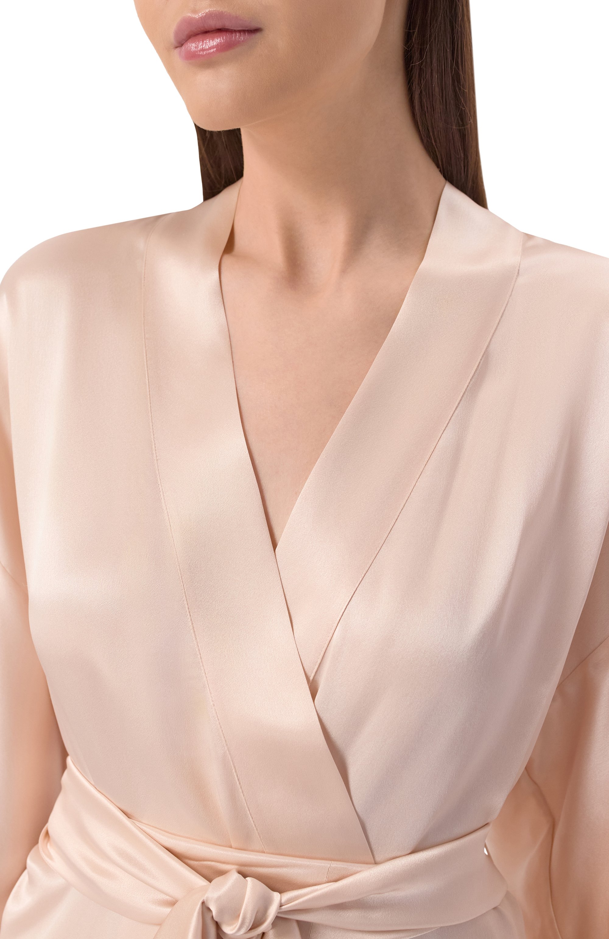 Шелковый халат CARINE GILSON розового цвета по цене 229100 руб., арт. EL0928DS, фото 5 Шелковый халат CARINE GILSON, арт. EL0928DS, фото 5