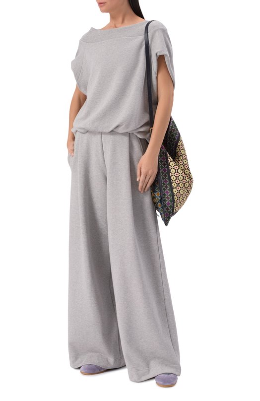 Хлопковые брюки Dries Van Noten 131111/3611 Серый  131111/3611 Фото 2