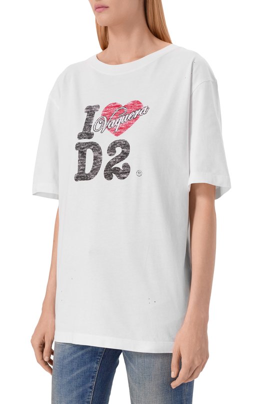 Хлопковая футболка Dsquared2 S72GD0594/D20020 Белый  S72GD0594/D20020 Фото 3