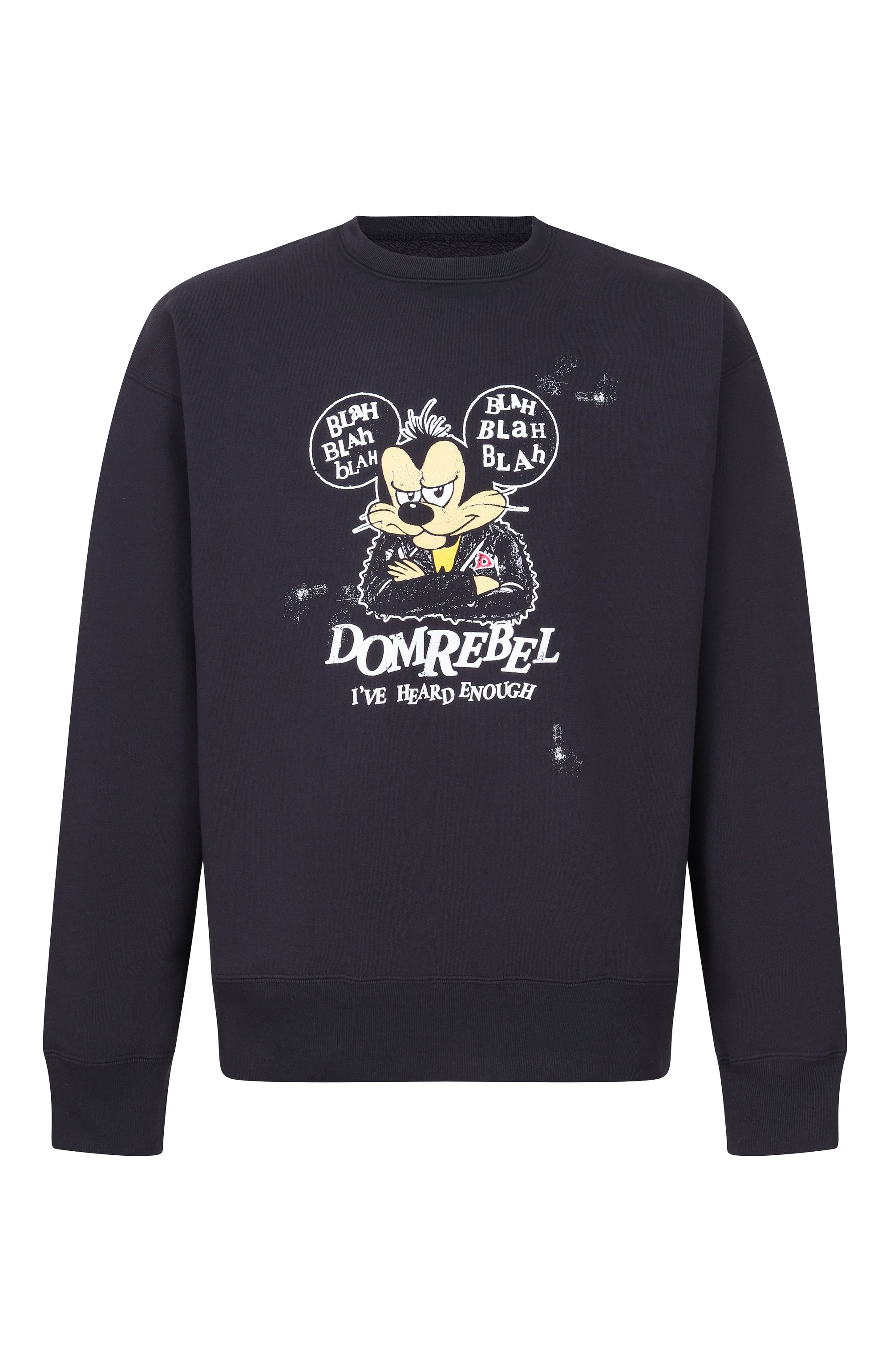 Хлопковый свитшот DOMREBEL черного цвета по цене 39900 руб., арт. M BLABLA/SWEATSHIRT, фото 1 Хлопковый свитшот DOMREBEL, арт. M BLABLA/SWEATSHIRT, фото 1
