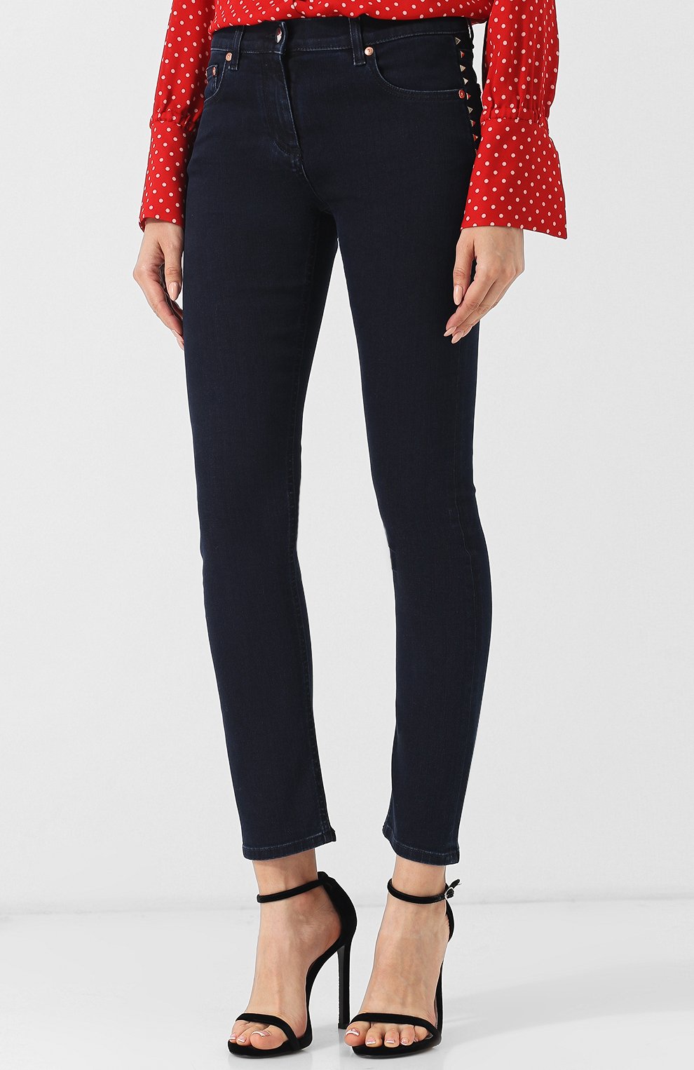 Джинсы прямого кроя с декоративной отделкой VALENTINO, арт. QB3DD07H45L, фото 3