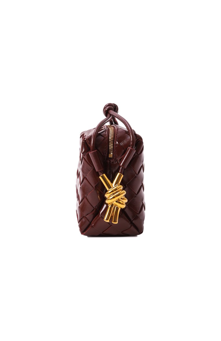 Женская сумка loop mini BOTTEGA VENETA темно-бордового цвета, арт. 736125/V2GV1 | Фото 4 (Драгоценные камни: Проставлено; Размер: mini; Материал сплава: Проставлено; Ремень/цепочка: На ремешке; Материал: Натуральная кожа)