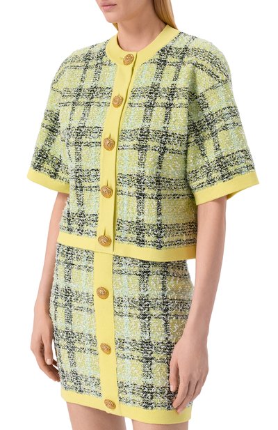 Твидовый кардиган BALMAIN желтого цвета по цене 315500 руб., арт. GF1SB230/KJ56, фото 3 Твидовый кардиган BALMAIN, арт. GF1SB230/KJ56, фото 3