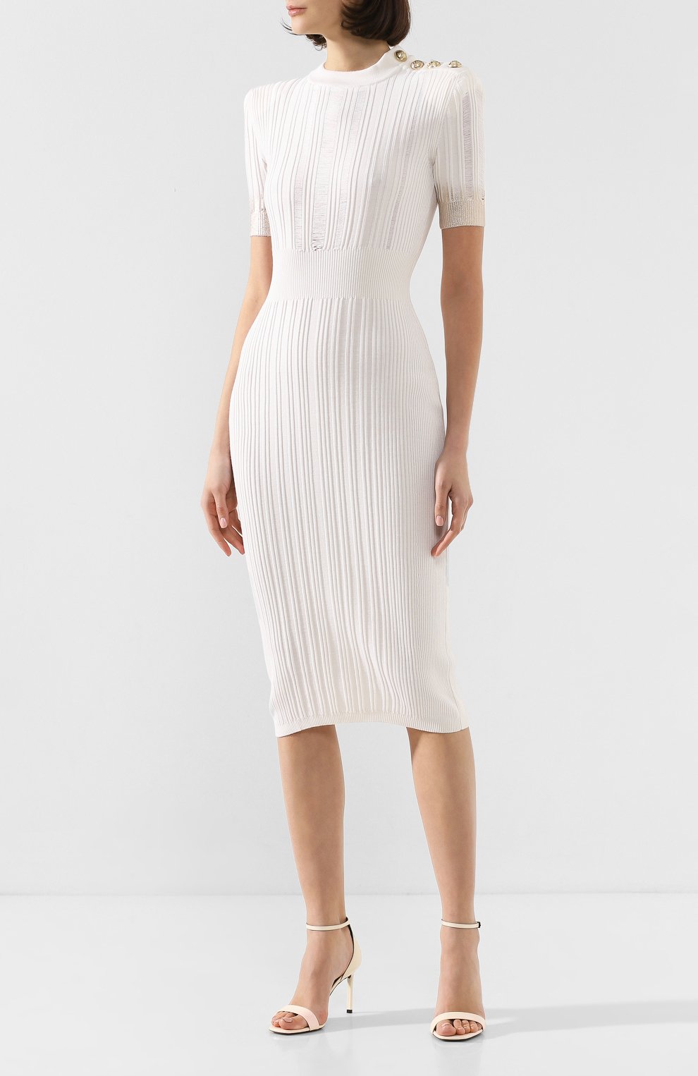 Платье BALMAIN белого цвета по цене 199500 руб., арт. TF16580/K029, фото 3 Платье BALMAIN, арт. TF16580/K029, фото 3