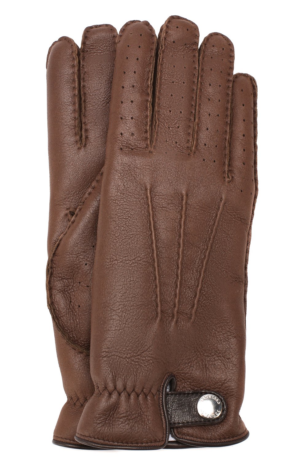 Кожаные перчатки BRUNELLO CUCINELLI темно-коричневого цвета по цене 78900 руб., арт. MPMGN3608, фото 1 Кожаные перчатки BRUNELLO CUCINELLI, арт. MPMGN3608, фото 1