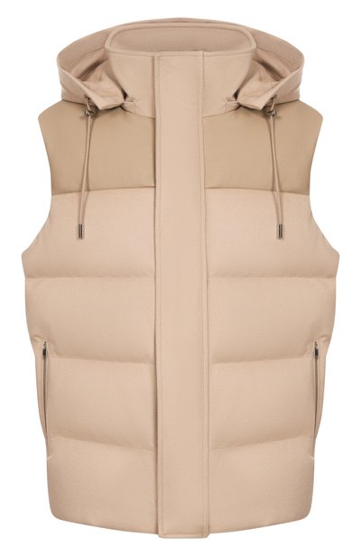 Мужской пуховый жилет с кожаной отделкой MVST, арт. M26.1MM.JA34.1/F184 CASHMERE+CERV0