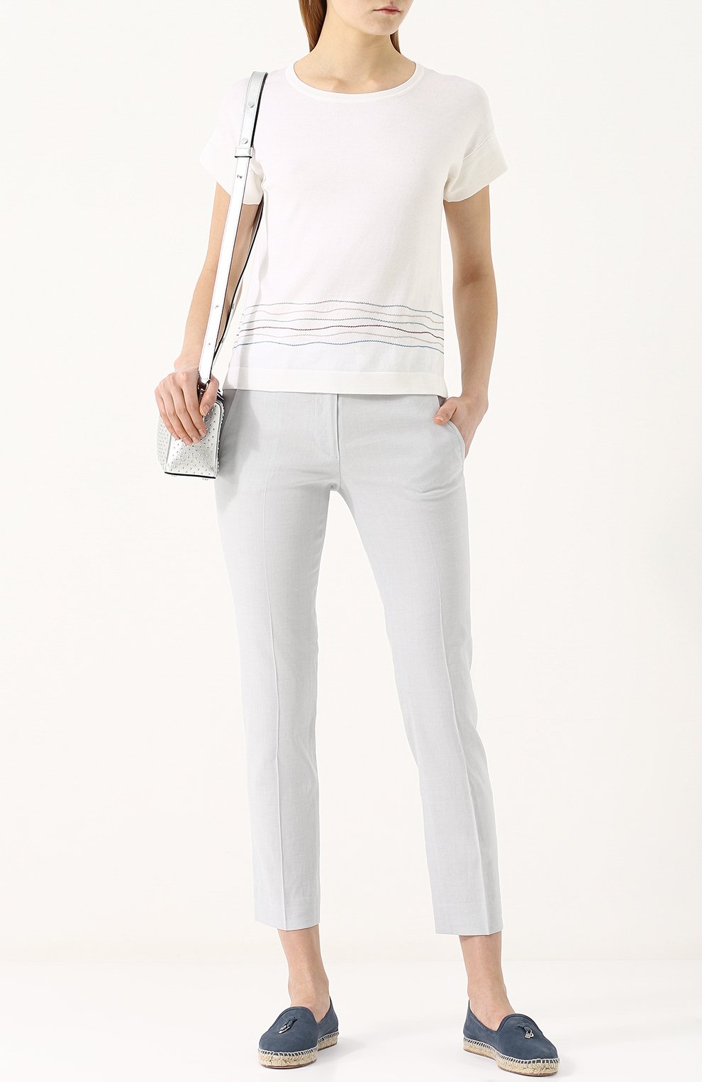 Укороченные брюки из смеси льна и вискозы KITON, арт. D38103K09G55, фото 2