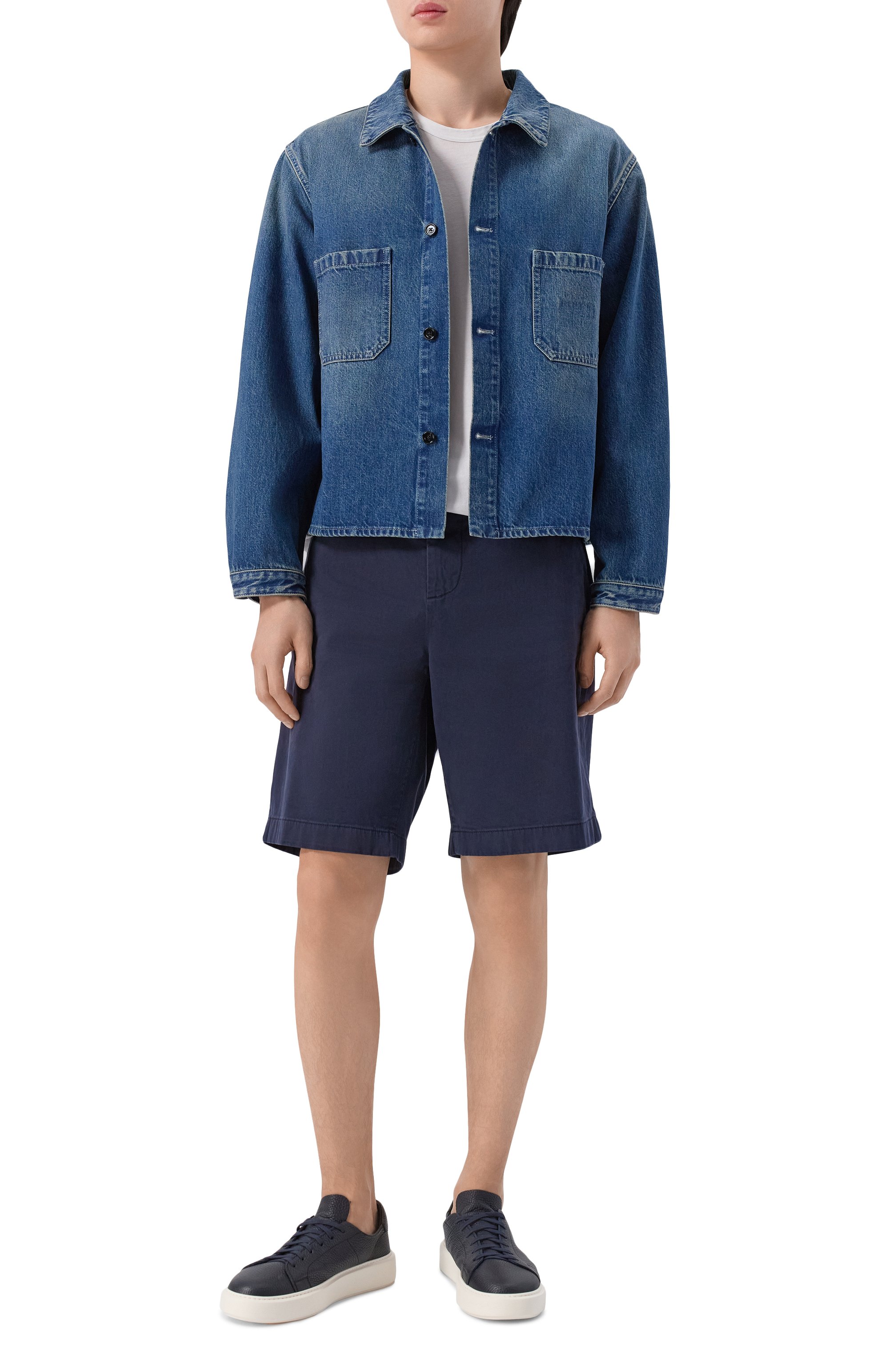 Хлопковые шорты 7 FOR ALL MANKIND темно-синего цвета по цене 22300 руб., арт. 7TI70E45-3A4, фото 2 Хлопковые шорты 7 FOR ALL MANKIND, арт. 7TI70E45-3A4, фото 2