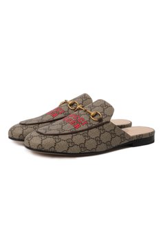 Женские сабо princetown GUCCI темно-бежевого цвета, арт. 687841 UTG10 | Фото 1 (Каблук высота: Низкий; Подошва: Плоская; Каблук тип: Устойчивый; Материал внешний: Натуральная кожа)