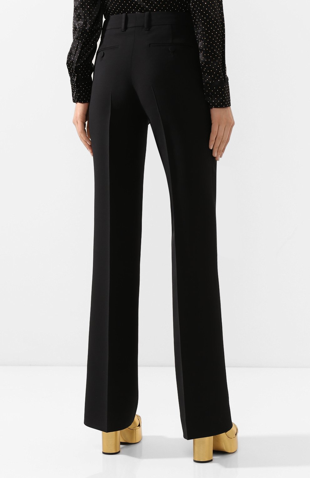 Брюки из шелка и шерсти GUCCI черного цвета по цене 141120 руб., арт. 609657/ZAD88, фото 4 Брюки из шелка и шерсти GUCCI, арт. 609657/ZAD88, фото 4