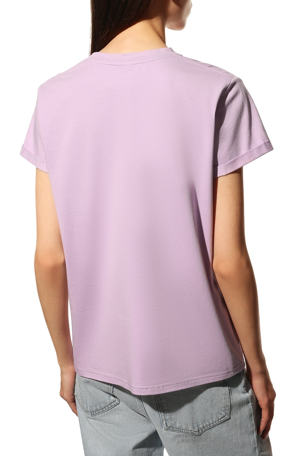 Хлопковая футболка SEVEN LAB сиреневого цвета по цене 8190 руб., арт. T RCC-019 lavender, фото 4 Хлопковая футболка SEVEN LAB, арт. T RCC-019 lavender, фото 4