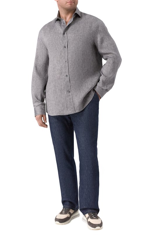 Льняная рубашка Brunello Cucinelli MM6840627 Серый  MM6840627 Фото 2